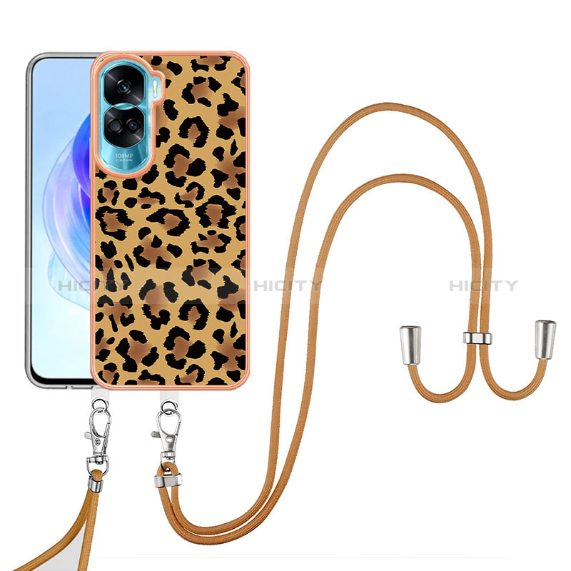 Funda Silicona Gel Goma Patron de Moda Carcasa con Acollador Cordon Lanyard YB8 para Huawei Honor 90 Lite 5G