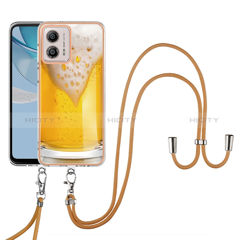 Funda Silicona Gel Goma Patron de Moda Carcasa con Acollador Cordon Lanyard YB8 para Motorola Moto G53 5G