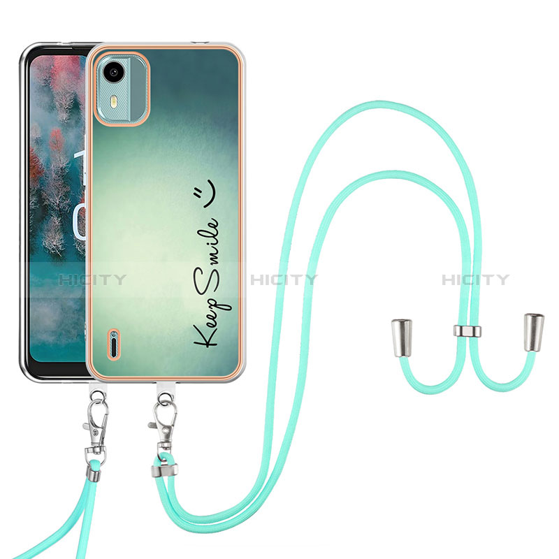 Funda Silicona Gel Goma Patron de Moda Carcasa con Acollador Cordon Lanyard YB8 para Nokia C12