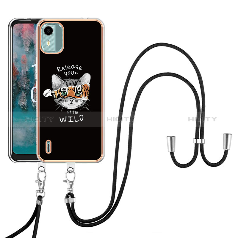 Funda Silicona Gel Goma Patron de Moda Carcasa con Acollador Cordon Lanyard YB8 para Nokia C12