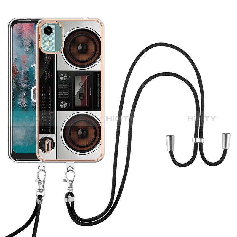 Funda Silicona Gel Goma Patron de Moda Carcasa con Acollador Cordon Lanyard YB8 para Nokia C12