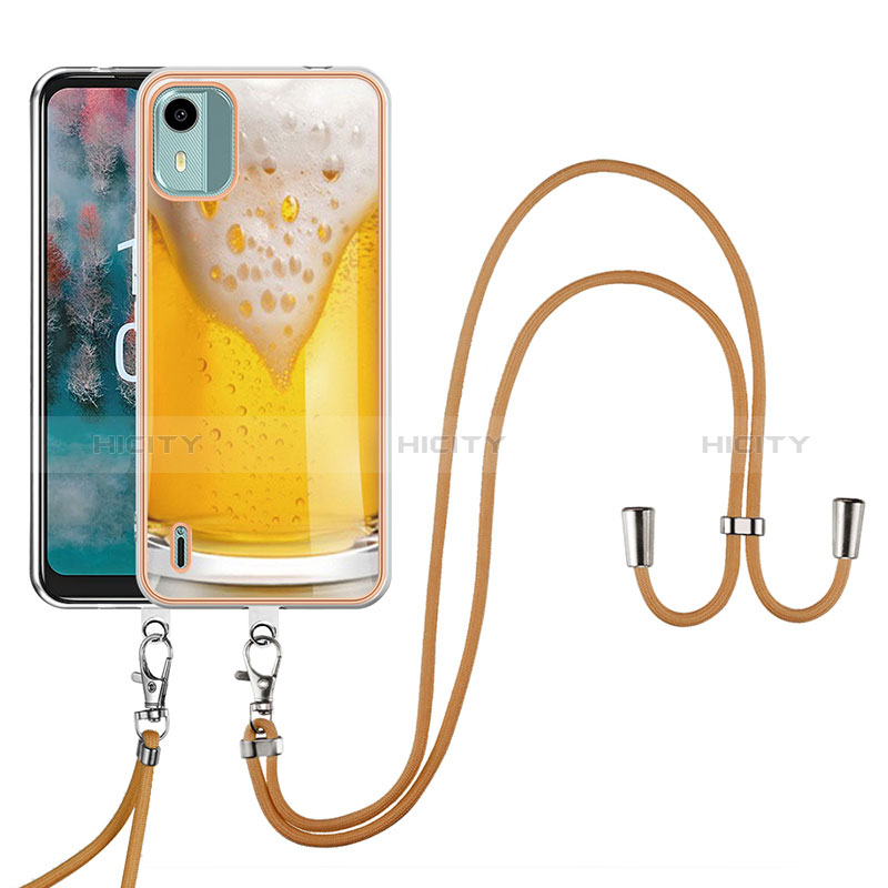 Funda Silicona Gel Goma Patron de Moda Carcasa con Acollador Cordon Lanyard YB8 para Nokia C12