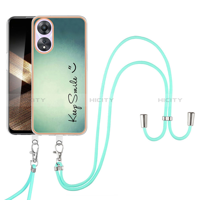 Funda Silicona Gel Goma Patron de Moda Carcasa con Acollador Cordon Lanyard YB8 para Oppo A78 4G