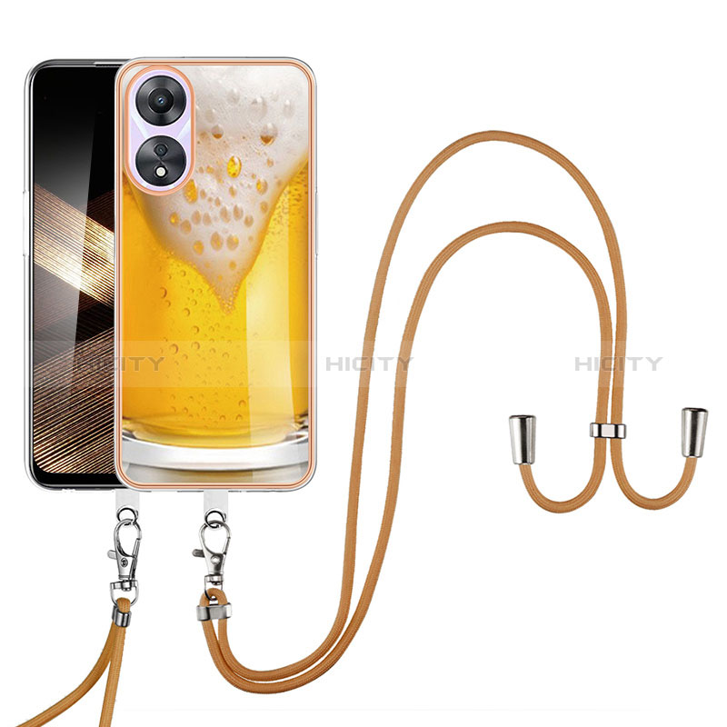 Funda Silicona Gel Goma Patron de Moda Carcasa con Acollador Cordon Lanyard YB8 para Oppo A78 4G