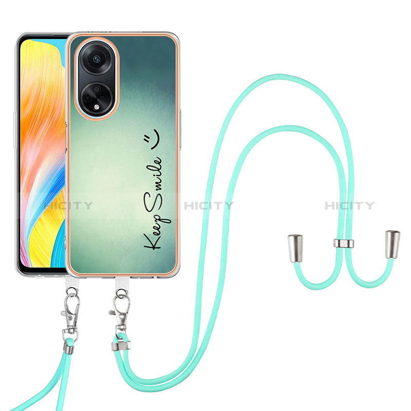 Funda Silicona Gel Goma Patron de Moda Carcasa con Acollador Cordon Lanyard YB8 para Oppo A98 5G