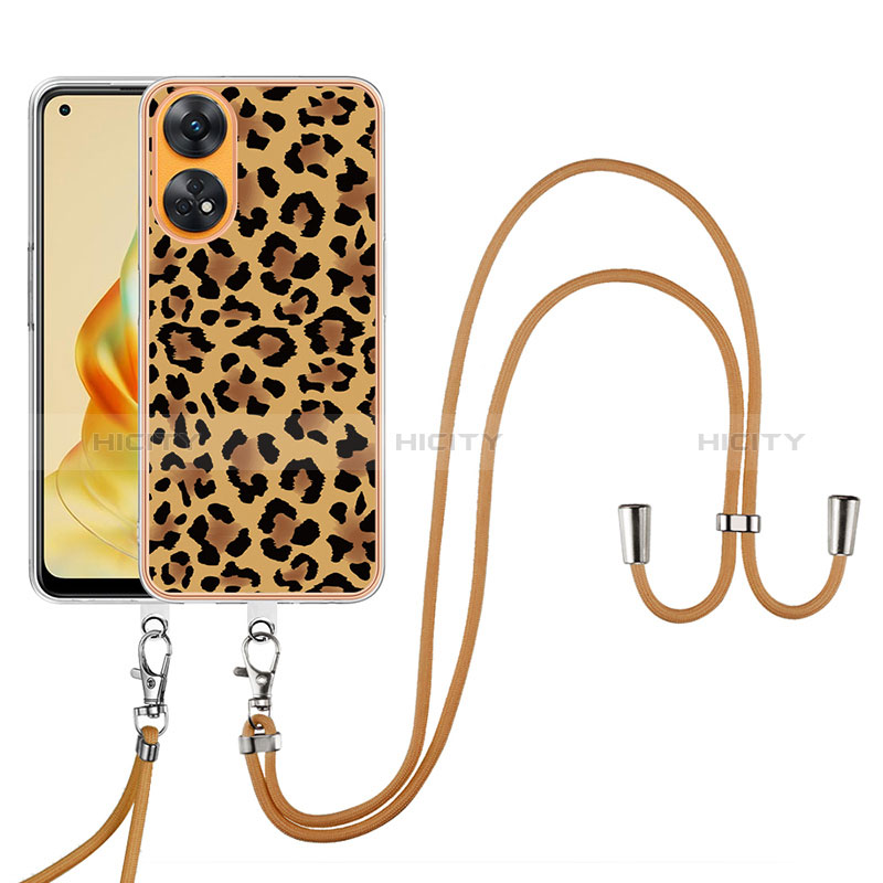 Funda Silicona Gel Goma Patron de Moda Carcasa con Acollador Cordon Lanyard YB8 para Oppo Reno8 T 4G