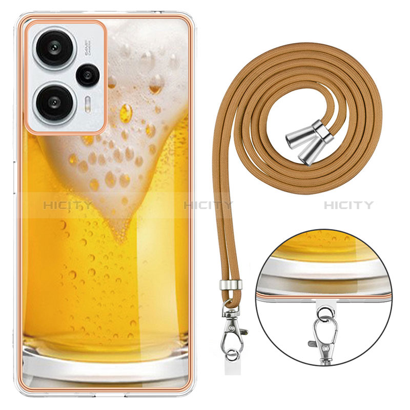 Funda Silicona Gel Goma Patron de Moda Carcasa con Acollador Cordon Lanyard YB8 para Xiaomi Poco F5 5G