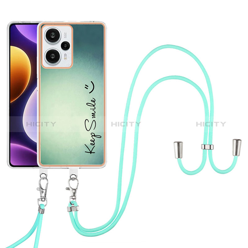 Funda Silicona Gel Goma Patron de Moda Carcasa con Acollador Cordon Lanyard YB8 para Xiaomi Poco F5 5G