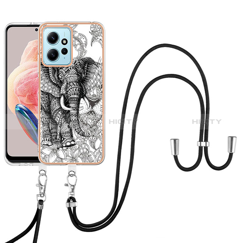 Funda Silicona Gel Goma Patron de Moda Carcasa con Acollador Cordon Lanyard YB8 para Xiaomi Redmi Note 12 4G