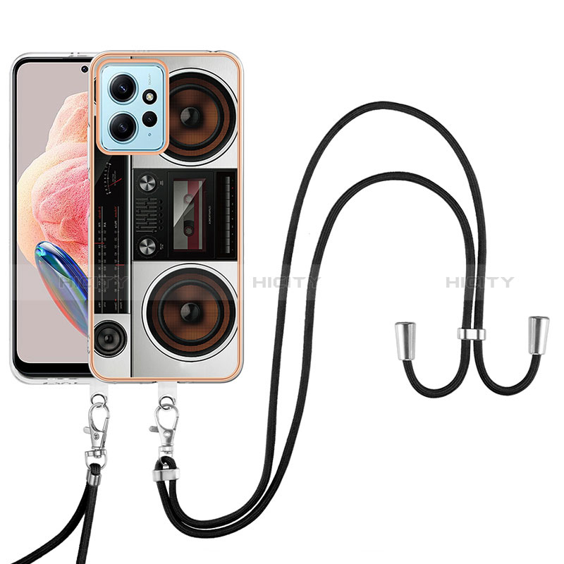 Funda Silicona Gel Goma Patron de Moda Carcasa con Acollador Cordon Lanyard YB8 para Xiaomi Redmi Note 12 4G Vistoso