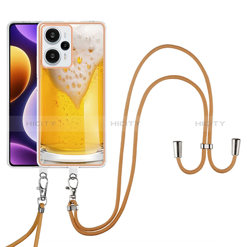 Funda Silicona Gel Goma Patron de Moda Carcasa con Acollador Cordon Lanyard YB8 para Xiaomi Redmi Note 12 Turbo 5G