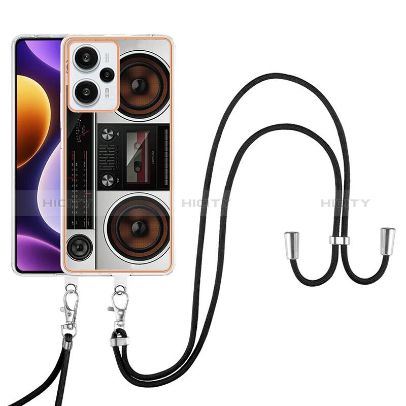 Funda Silicona Gel Goma Patron de Moda Carcasa con Acollador Cordon Lanyard YB8 para Xiaomi Redmi Note 12 Turbo 5G Vistoso