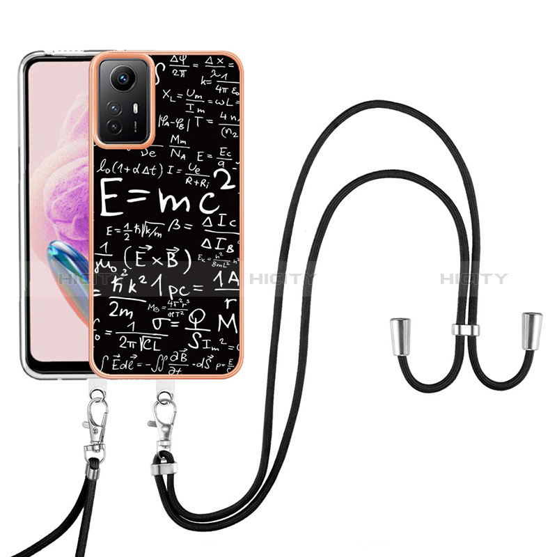 Funda Silicona Gel Goma Patron de Moda Carcasa con Acollador Cordon Lanyard YB8 para Xiaomi Redmi Note 12S