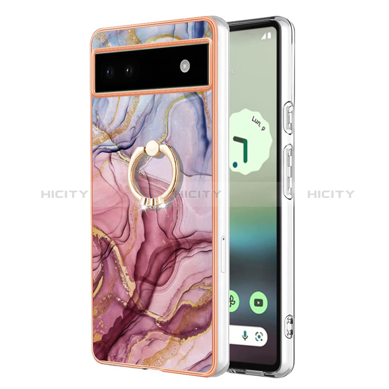 Funda Silicona Gel Goma Patron de Moda Carcasa con Anillo de dedo Soporte Y01B para Google Pixel 6a 5G