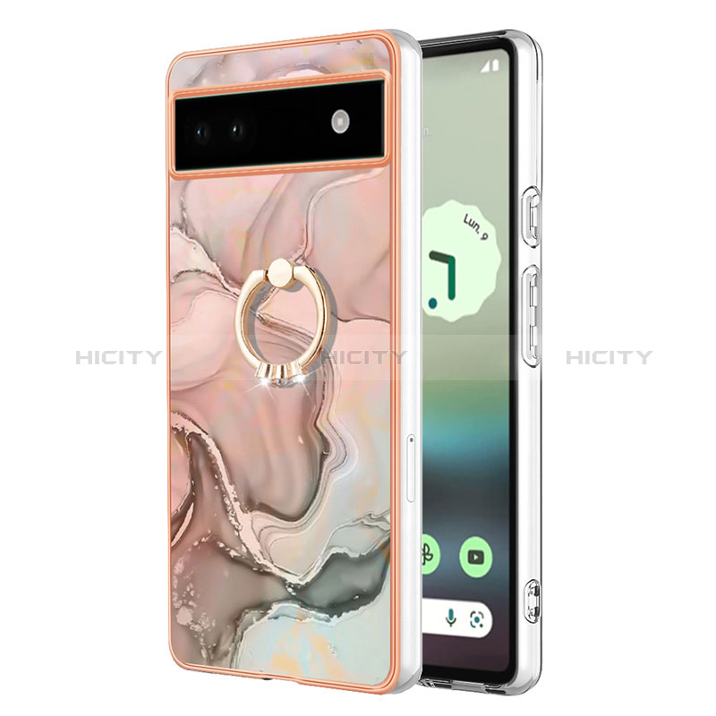 Funda Silicona Gel Goma Patron de Moda Carcasa con Anillo de dedo Soporte Y01B para Google Pixel 6a 5G