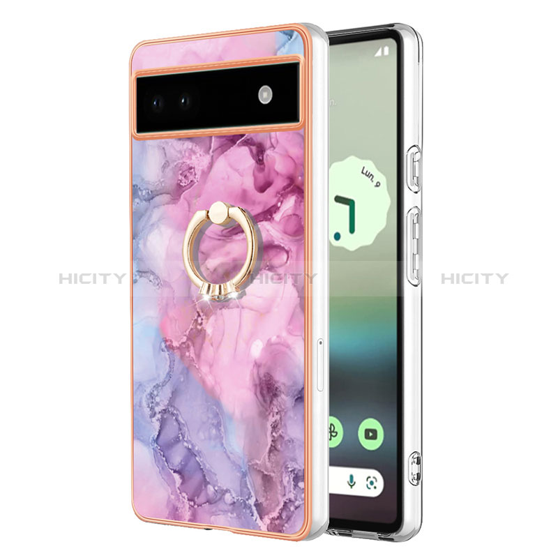 Funda Silicona Gel Goma Patron de Moda Carcasa con Anillo de dedo Soporte Y01B para Google Pixel 6a 5G