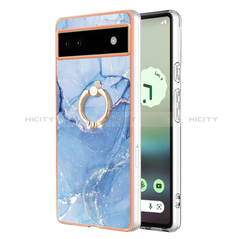 Funda Silicona Gel Goma Patron de Moda Carcasa con Anillo de dedo Soporte Y01B para Google Pixel 6a 5G