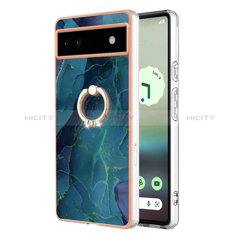 Funda Silicona Gel Goma Patron de Moda Carcasa con Anillo de dedo Soporte Y01B para Google Pixel 6a 5G