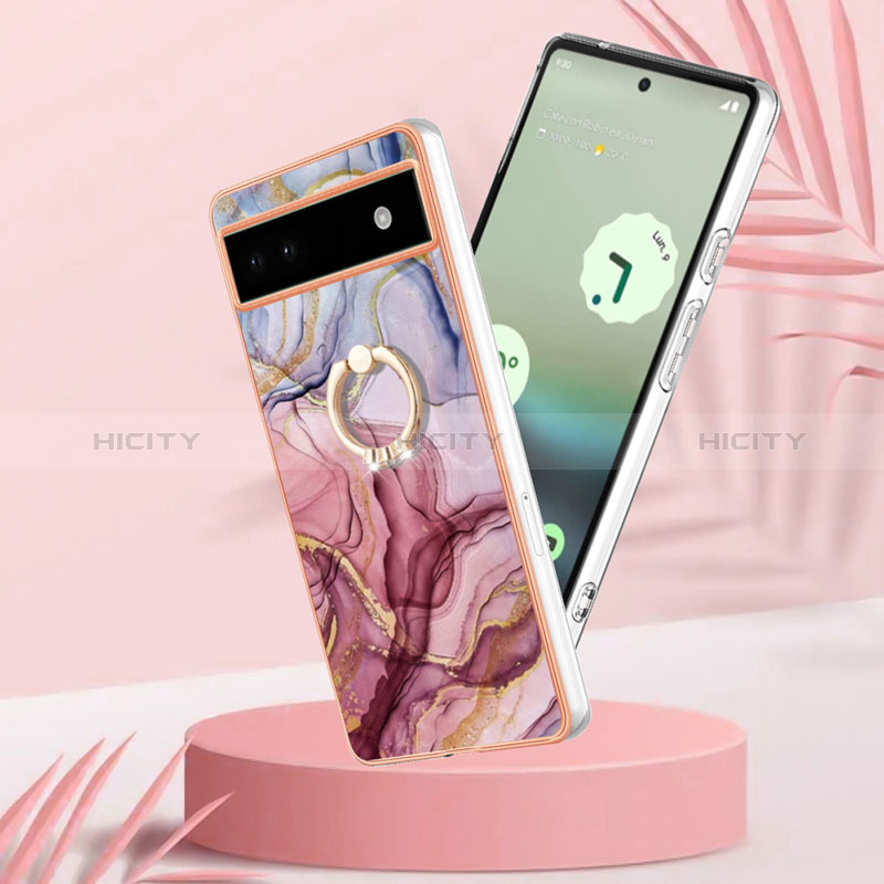 Funda Silicona Gel Goma Patron de Moda Carcasa con Anillo de dedo Soporte Y01B para Google Pixel 6a 5G