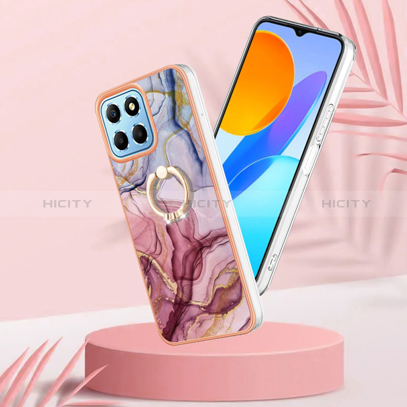 Funda Silicona Gel Goma Patron de Moda Carcasa con Anillo de dedo Soporte Y01B para Huawei Honor X6 5G