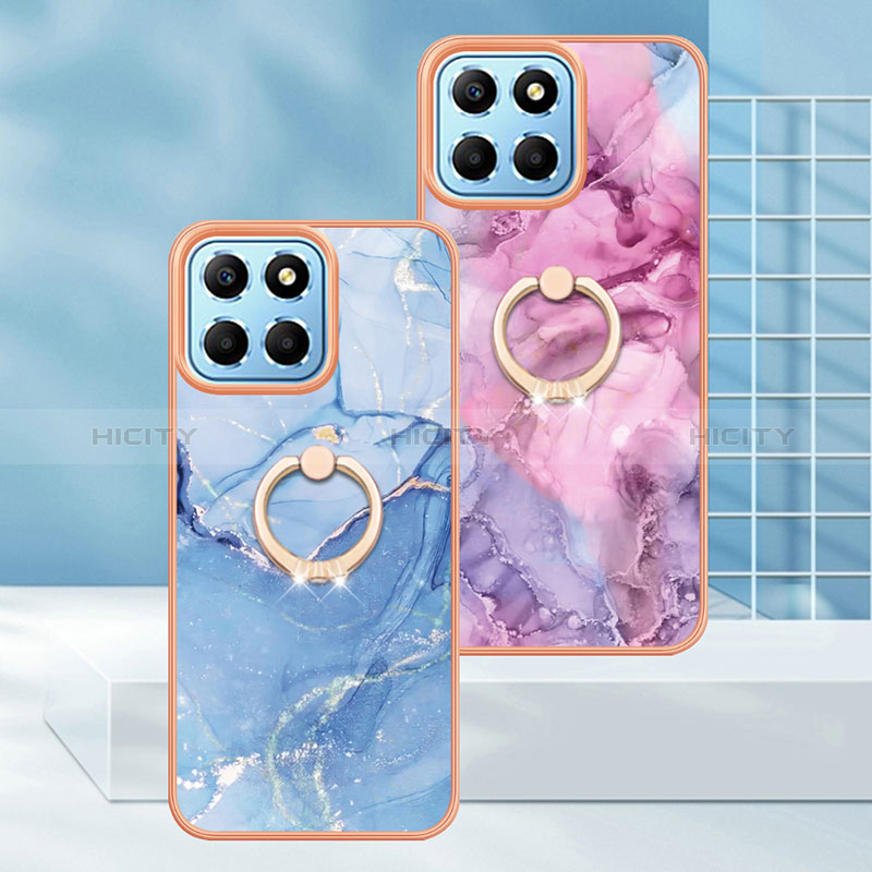 Funda Silicona Gel Goma Patron de Moda Carcasa con Anillo de dedo Soporte Y01B para Huawei Honor X6