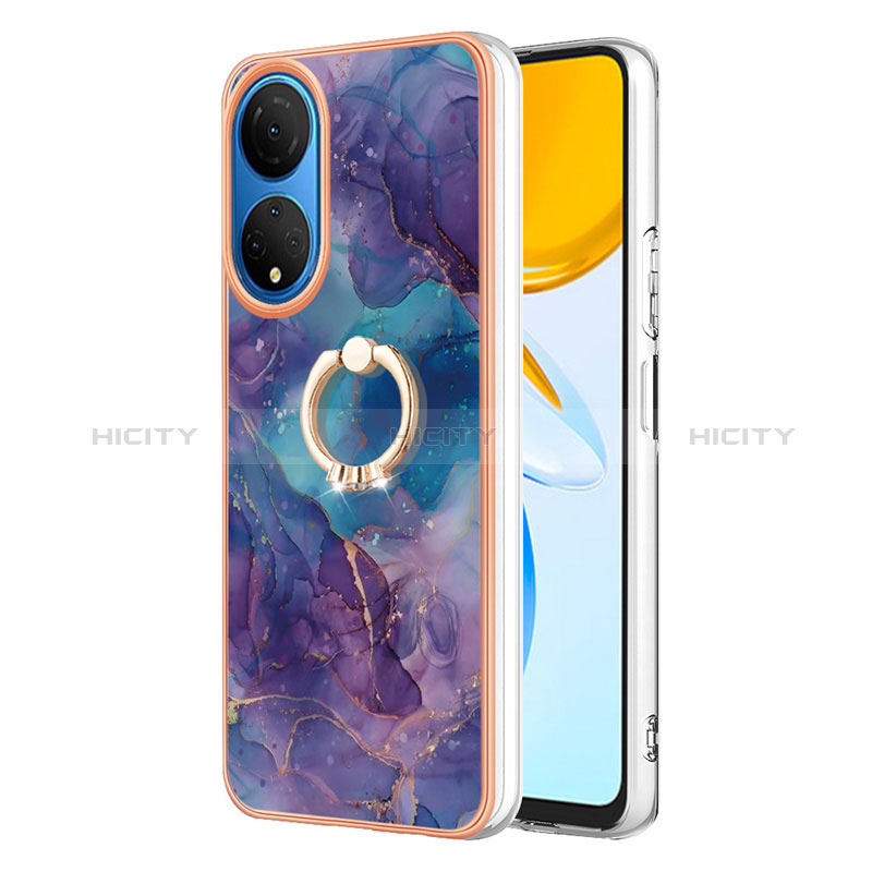 Funda Silicona Gel Goma Patron de Moda Carcasa con Anillo de dedo Soporte Y01B para Huawei Honor X7