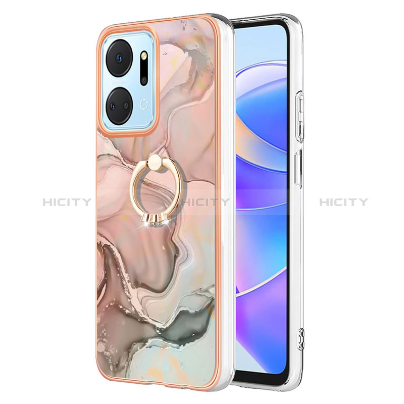 Funda Silicona Gel Goma Patron de Moda Carcasa con Anillo de dedo Soporte Y01B para Huawei Honor X7a