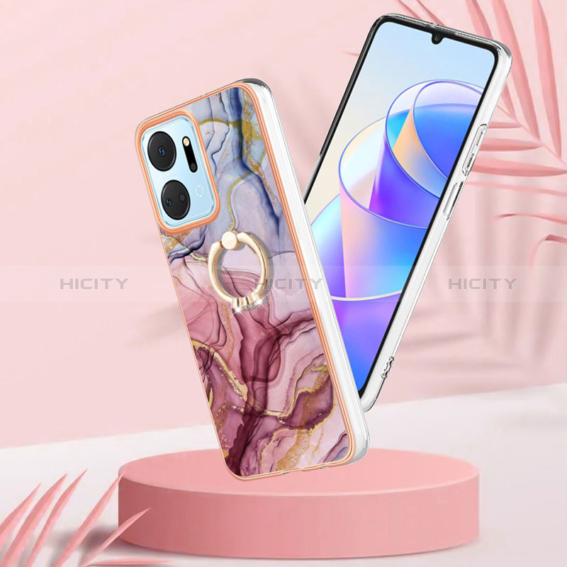 Funda Silicona Gel Goma Patron de Moda Carcasa con Anillo de dedo Soporte Y01B para Huawei Honor X7a