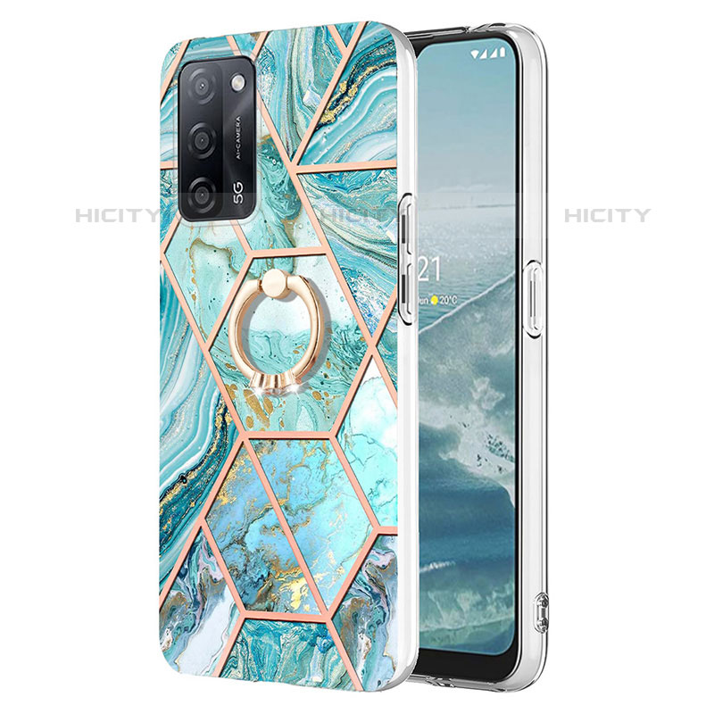 Funda Silicona Gel Goma Patron de Moda Carcasa con Anillo de dedo Soporte Y01B para Oppo A53s 5G