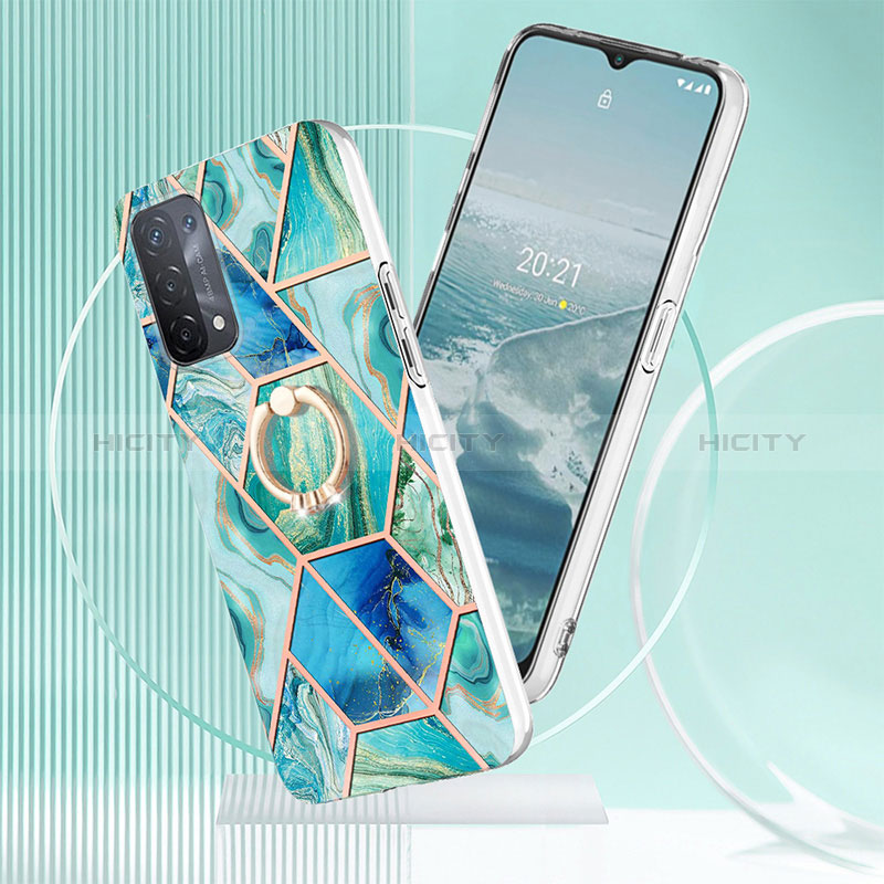 Funda Silicona Gel Goma Patron de Moda Carcasa con Anillo de dedo Soporte Y01B para Oppo A74 5G