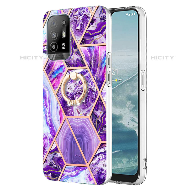 Funda Silicona Gel Goma Patron de Moda Carcasa con Anillo de dedo Soporte Y01B para Oppo A95 5G