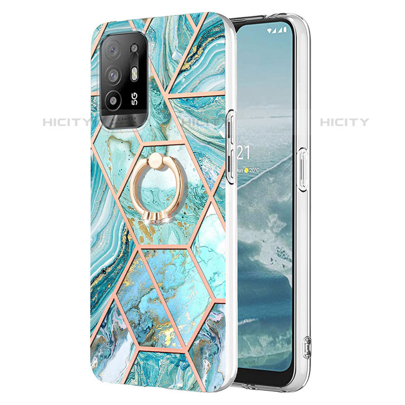 Funda Silicona Gel Goma Patron de Moda Carcasa con Anillo de dedo Soporte Y01B para Oppo A95 5G