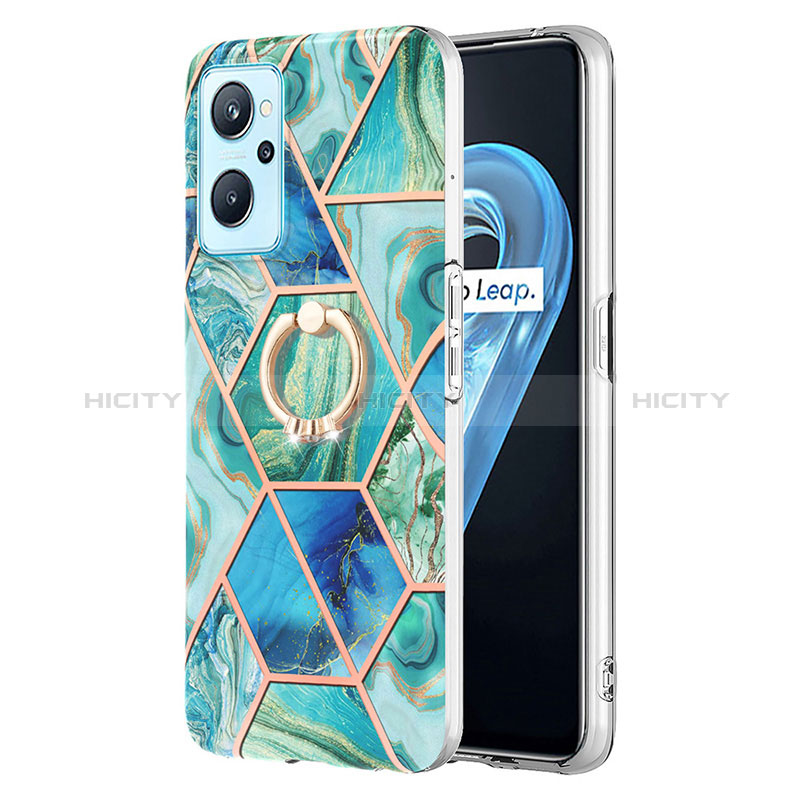 Funda Silicona Gel Goma Patron de Moda Carcasa con Anillo de dedo Soporte Y01B para Realme 9i 4G