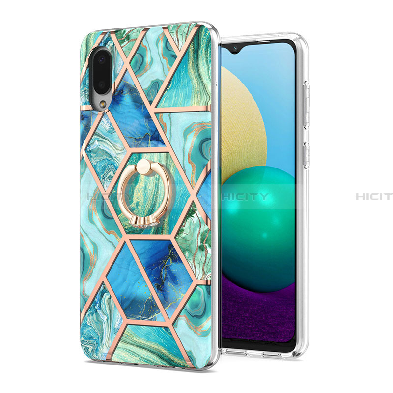 Funda Silicona Gel Goma Patron de Moda Carcasa con Anillo de dedo Soporte Y01B para Samsung Galaxy A02