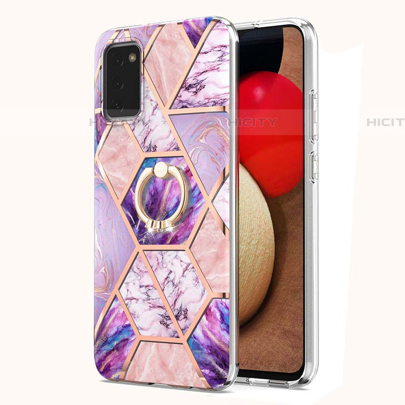 Funda Silicona Gel Goma Patron de Moda Carcasa con Anillo de dedo Soporte Y01B para Samsung Galaxy A03s