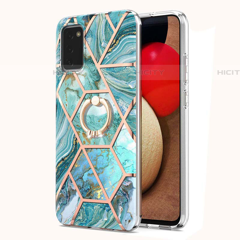 Funda Silicona Gel Goma Patron de Moda Carcasa con Anillo de dedo Soporte Y01B para Samsung Galaxy A03s