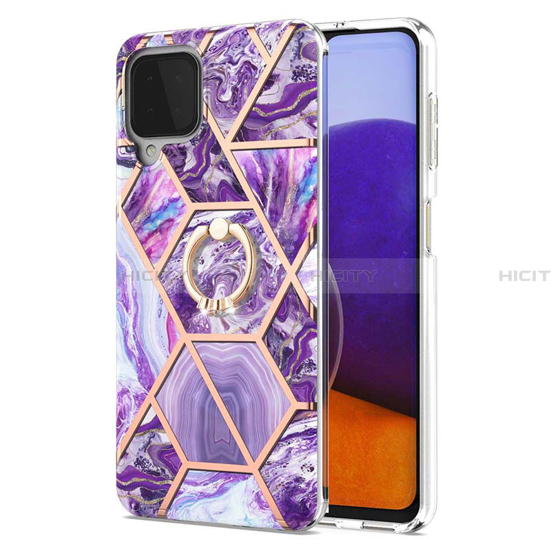 Funda Silicona Gel Goma Patron de Moda Carcasa con Anillo de dedo Soporte Y01B para Samsung Galaxy A22 4G