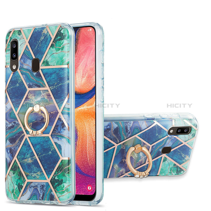 Funda Silicona Gel Goma Patron de Moda Carcasa con Anillo de dedo Soporte Y01B para Samsung Galaxy A30