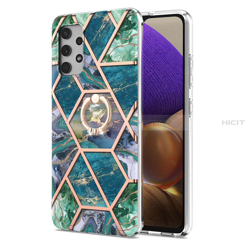 Funda Silicona Gel Goma Patron de Moda Carcasa con Anillo de dedo Soporte Y01B para Samsung Galaxy A32 4G