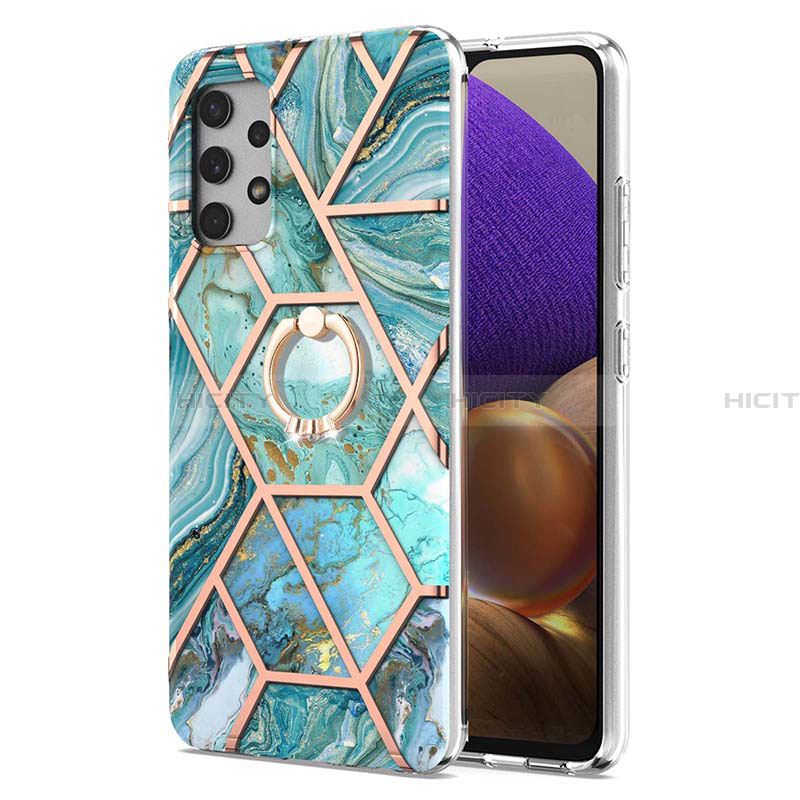 Funda Silicona Gel Goma Patron de Moda Carcasa con Anillo de dedo Soporte Y01B para Samsung Galaxy A32 4G