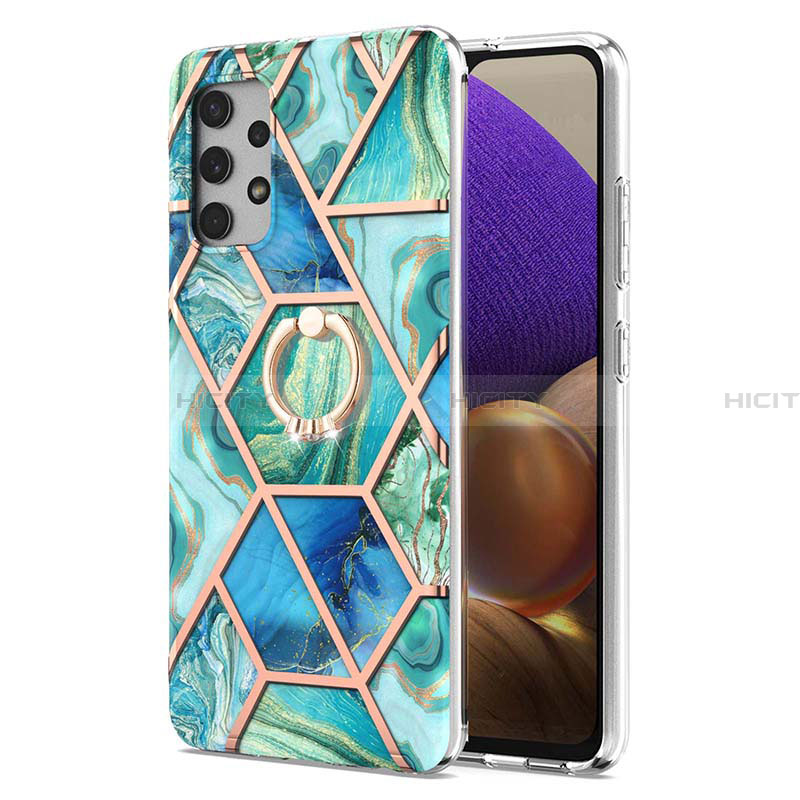 Funda Silicona Gel Goma Patron de Moda Carcasa con Anillo de dedo Soporte Y01B para Samsung Galaxy A32 4G