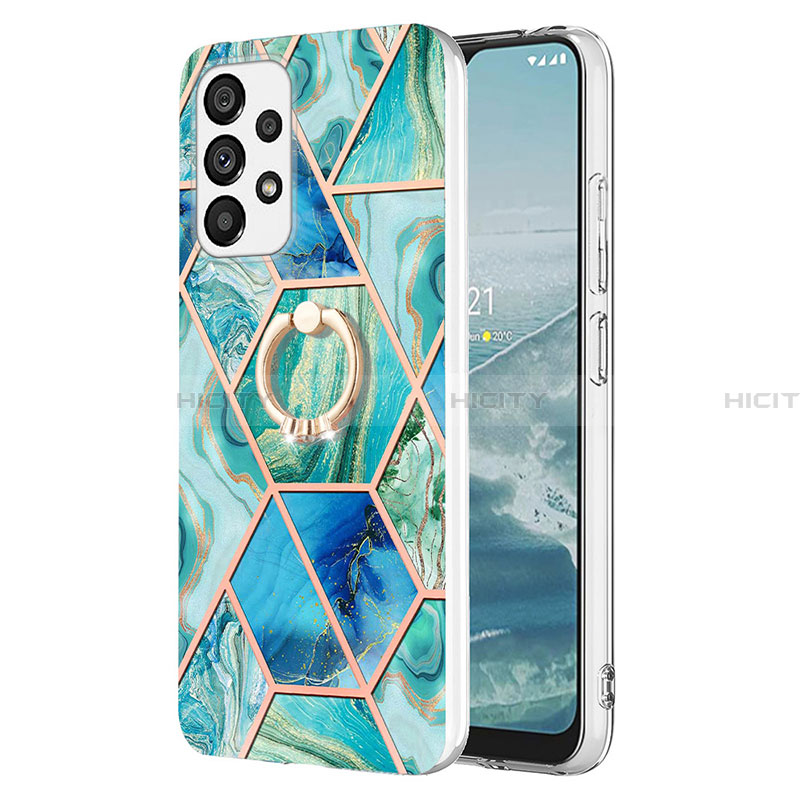 Funda Silicona Gel Goma Patron de Moda Carcasa con Anillo de dedo Soporte Y01B para Samsung Galaxy A33 5G