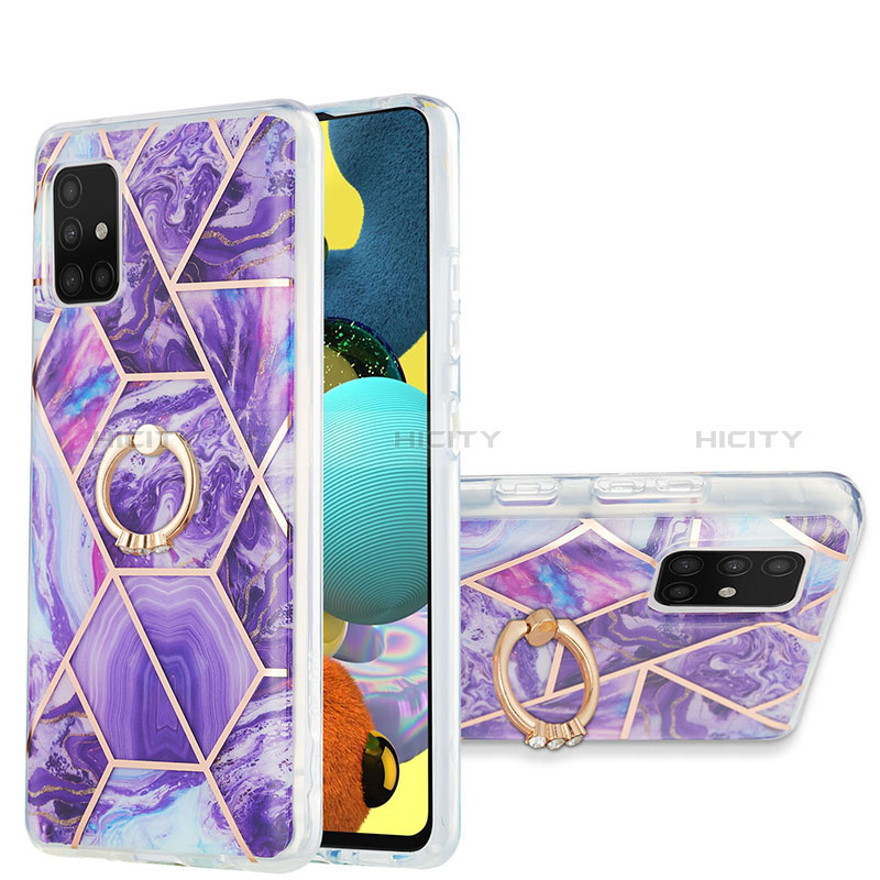 Funda Silicona Gel Goma Patron de Moda Carcasa con Anillo de dedo Soporte Y01B para Samsung Galaxy A51 4G