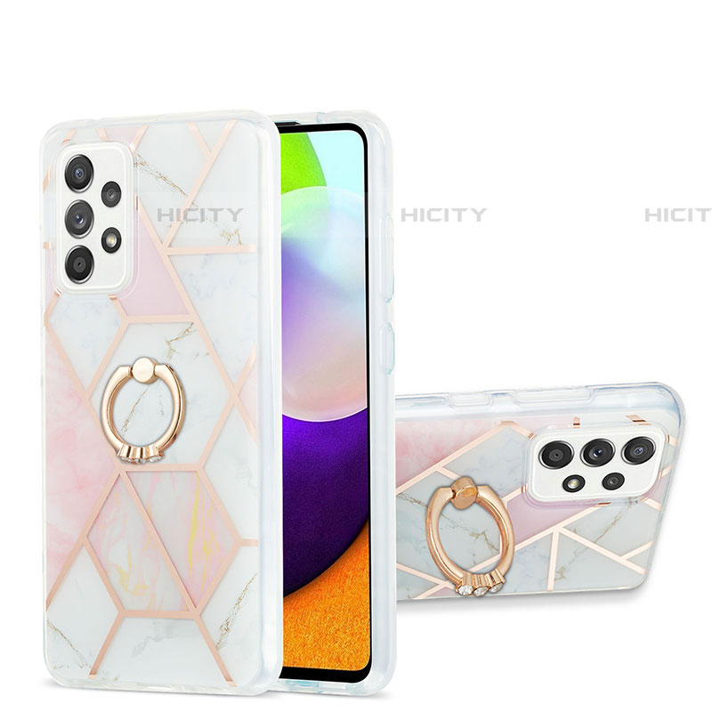 Funda Silicona Gel Goma Patron de Moda Carcasa con Anillo de dedo Soporte Y01B para Samsung Galaxy A52 4G