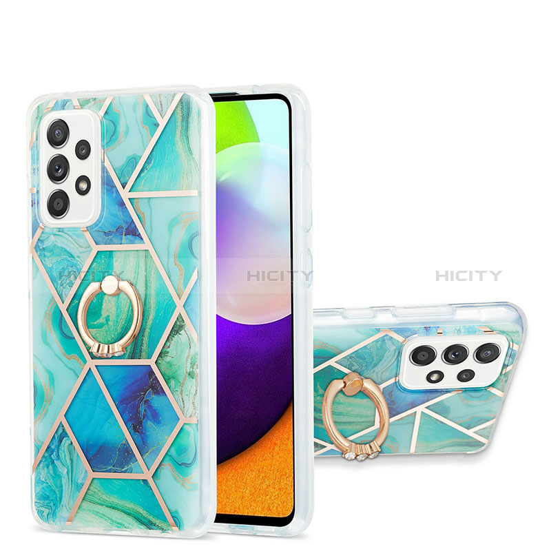 Funda Silicona Gel Goma Patron de Moda Carcasa con Anillo de dedo Soporte Y01B para Samsung Galaxy A52s 5G