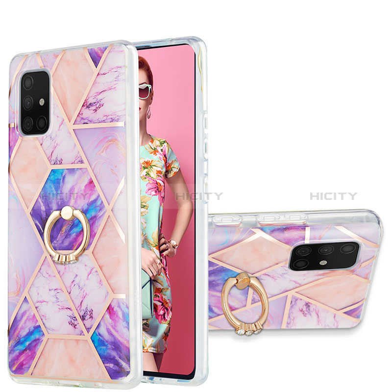 Funda Silicona Gel Goma Patron de Moda Carcasa con Anillo de dedo Soporte Y01B para Samsung Galaxy A71 5G