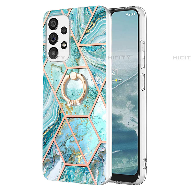 Funda Silicona Gel Goma Patron de Moda Carcasa con Anillo de dedo Soporte Y01B para Samsung Galaxy A73 5G