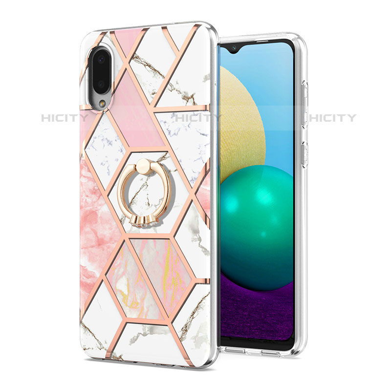 Funda Silicona Gel Goma Patron de Moda Carcasa con Anillo de dedo Soporte Y01B para Samsung Galaxy M02