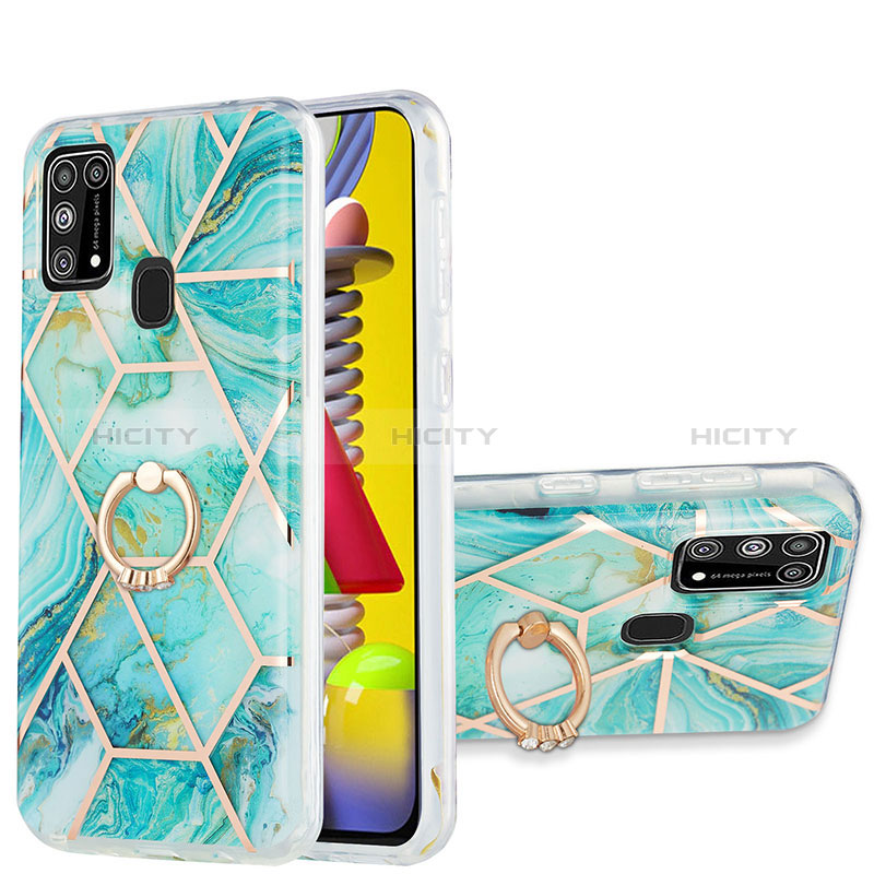 Funda Silicona Gel Goma Patron de Moda Carcasa con Anillo de dedo Soporte Y01B para Samsung Galaxy M21s