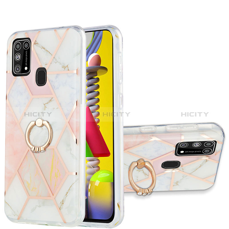 Funda Silicona Gel Goma Patron de Moda Carcasa con Anillo de dedo Soporte Y01B para Samsung Galaxy M31 Prime Edition